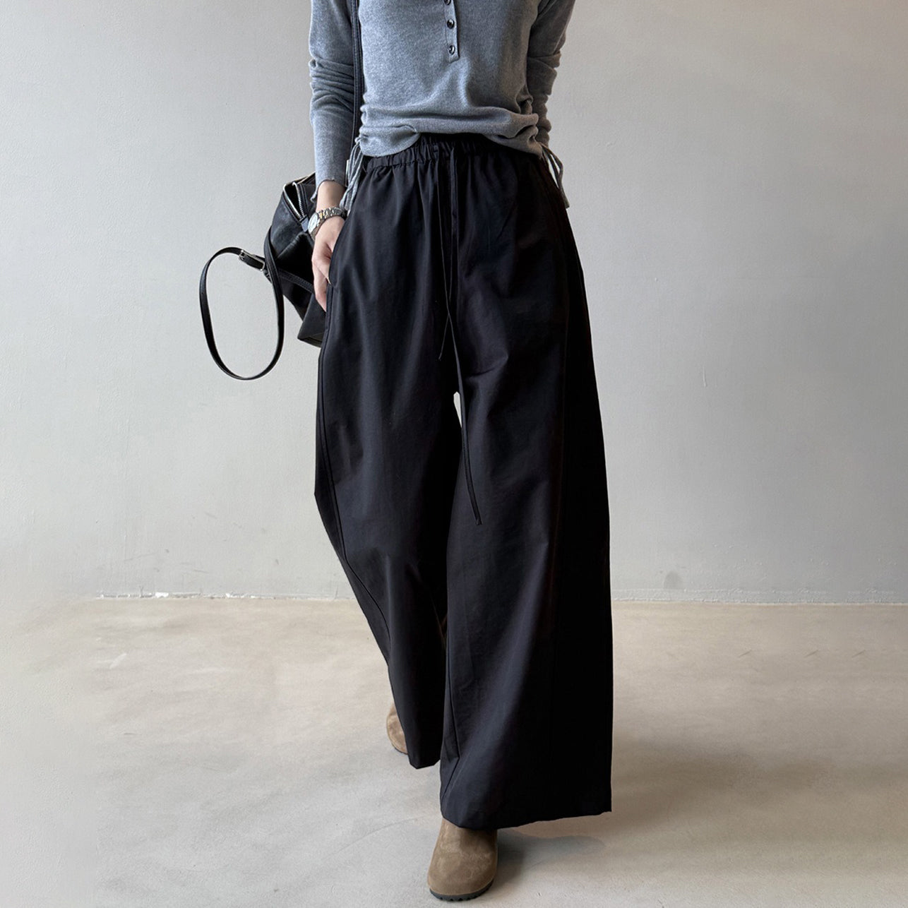 【ボトムス】アメリカン ワイドレッグ レディース 秋 ヴィンテージシルエット ドレープ感 ウエストゴム バルーンパンツ【JZシリーズ】