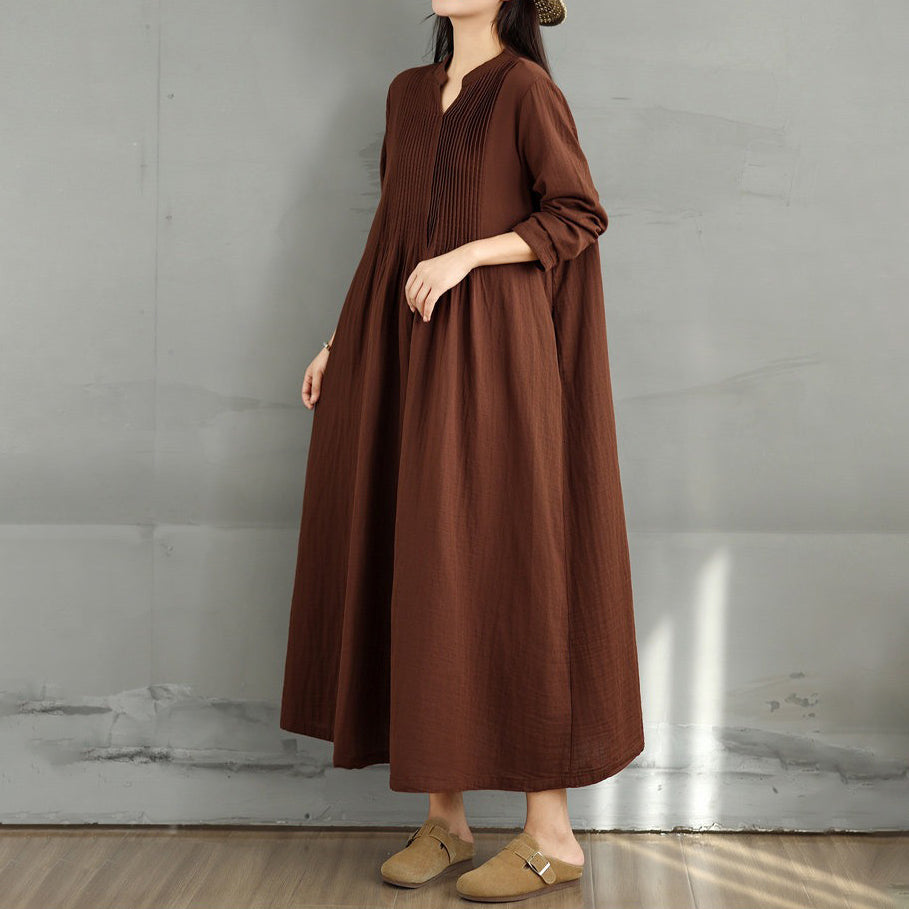 60%OFF⭐️期間限定【ワンピース】新作 レトロ風 ナチュラル系 ゆったり ロングスリーブ ダブルレイヤー シフォン フレア 長袖ワンピース【AHシリーズ】