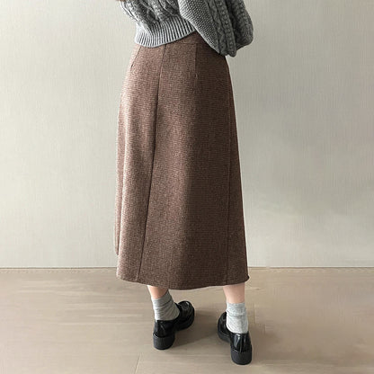 【24AW】【ボトムス】秋冬 合わせやすい 千鳥格子 シャーリング スカート