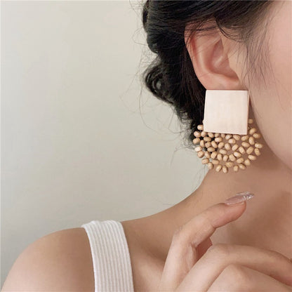 【🎁 B2G1｜先行スタート！】【グッズ】バカンス風 旅行 ビーズ＆ウッド レトロファッショナブル デザインイヤアクセ ピアス/イヤリング