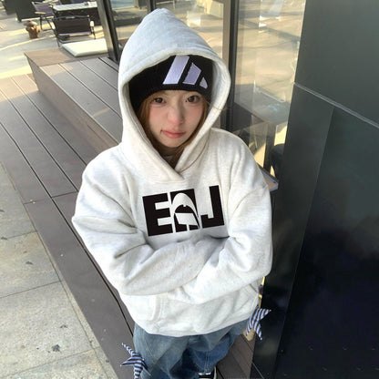 S~3XL【トップス】韓国風 ロゴ パーカー フード付き レディース 裏起毛 秋冬 ゆったり【FCシリーズ】