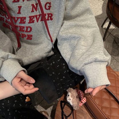 【トップス】裏起毛 パーカー レディース 秋冬 デザイン性◎ ゆったりロゴプリント厚手トップス【FCシリーズ】