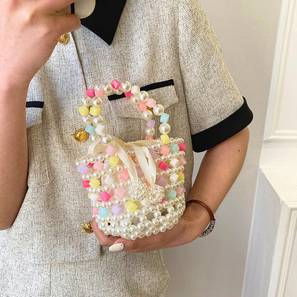 【バッグ】夏カラー 編み込みバケットバッグ レディース 2WAY ショルダーバッグ ハンドバッグ 上品