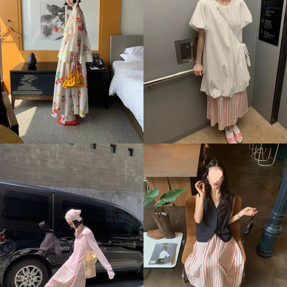 【ワンピース】カラーフラワー キャミワンピース レディース Vネック ウエストマーク フレアロング丈 リラックス感 夏ワンピース【SHシリーズ】