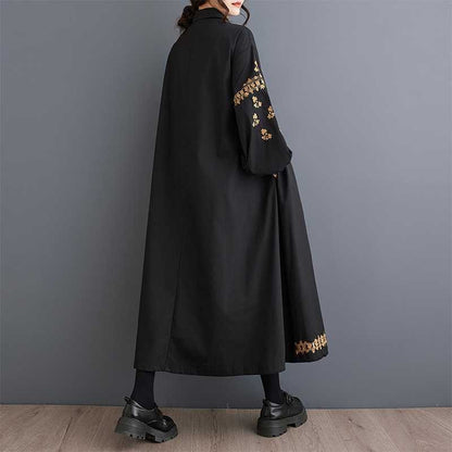 【ワンピース】春 秋 冬 刺繍 スイート 切り替え シャツ  長袖 ワンピース 【SHシリーズ】