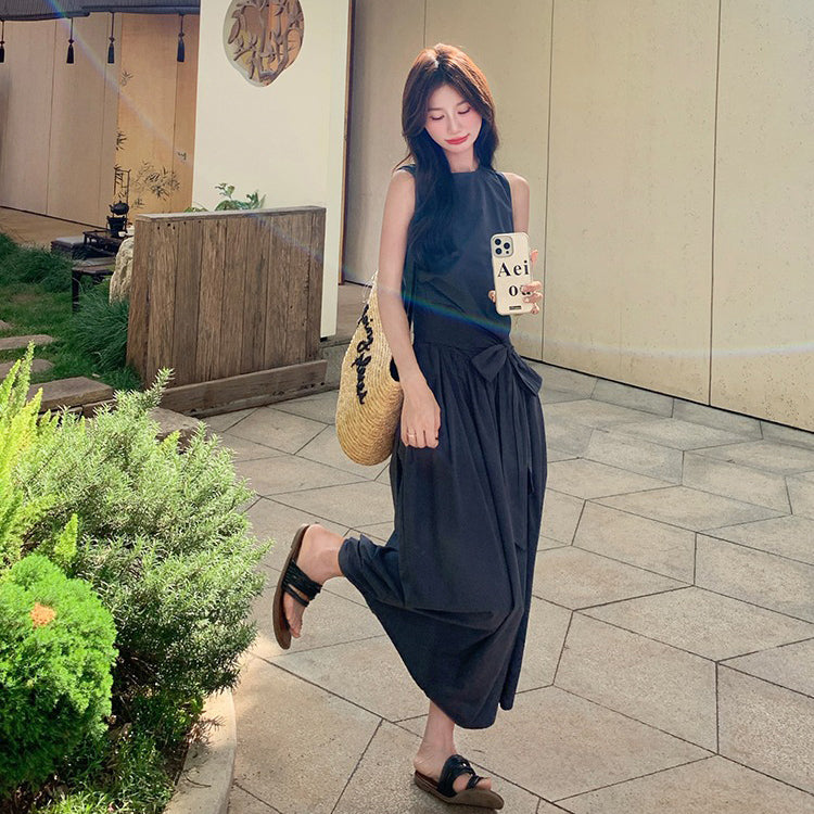 【ワンピース】夏 フレンチ風エレガント 通勤＆デイリー兼用 ノースリーブバルーンワンピース【JZシリーズ】【SNシリーズ】