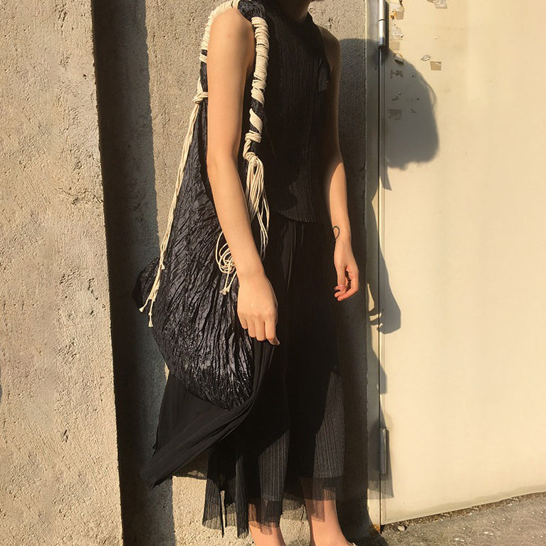 【バッグ】オリジナルデザイナーズ ワンショルダーバッグ プリーツデザイン＋ハンドメイド結びデザイン