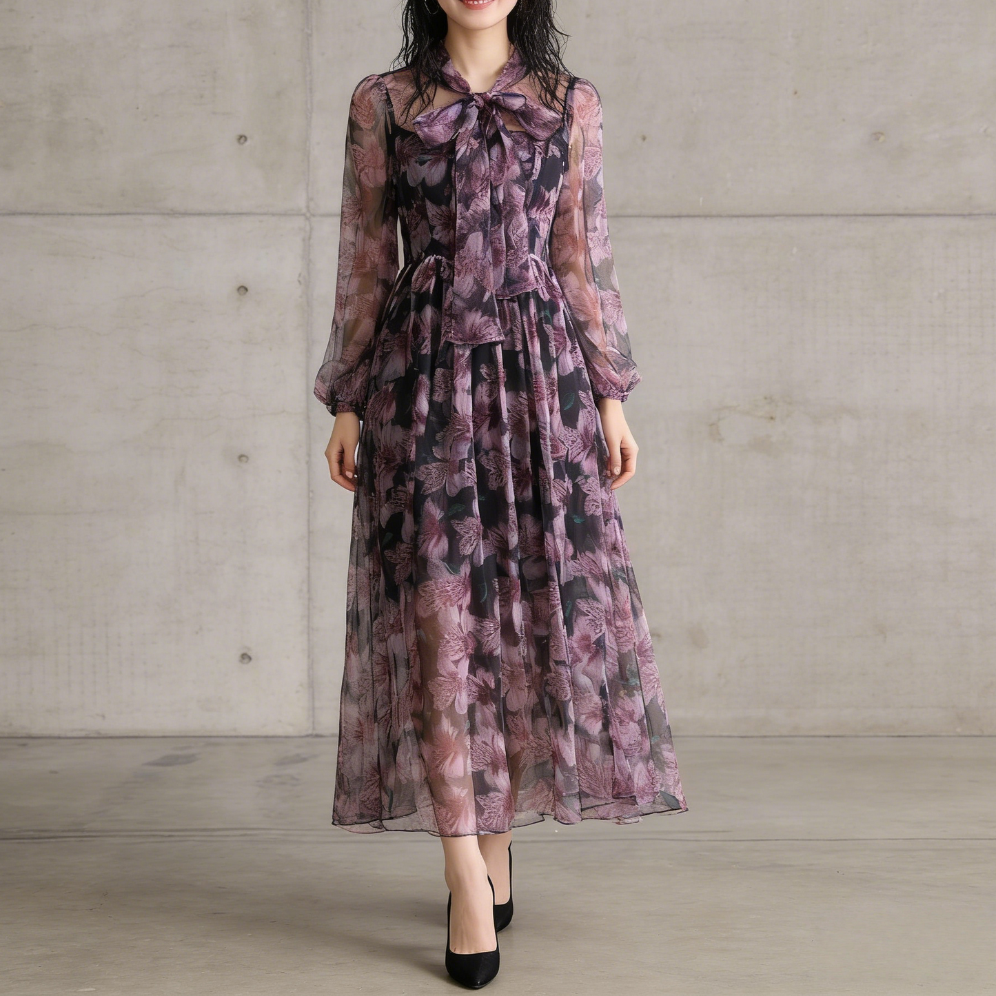 【ワンピース】エレガント 軽やか シフォン フェミニン リゾートワンピース 【SHシリーズ】