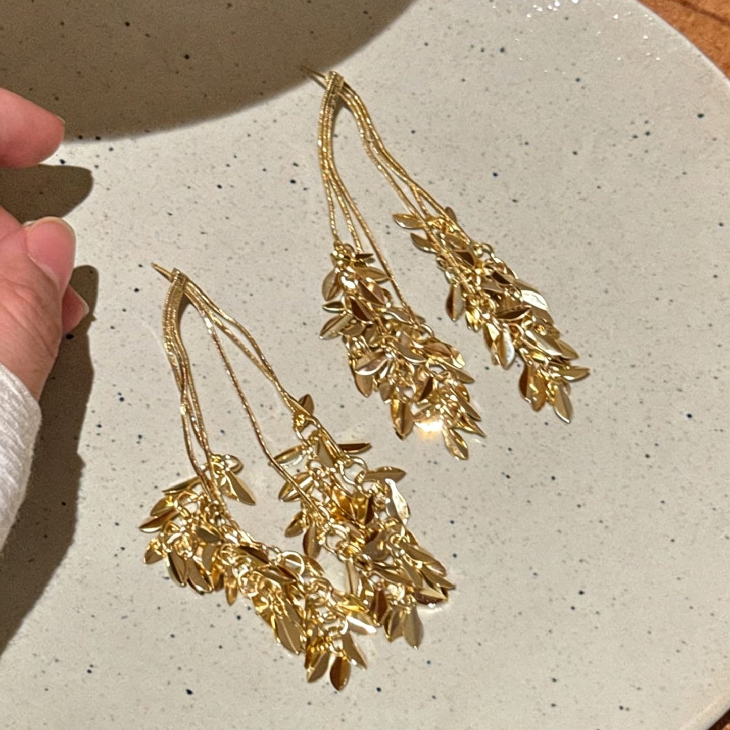 【グッズ】小麦モチーフフリンジピアス レディース大ぶり シルバーポスト 個性派 高見えアクセサリー