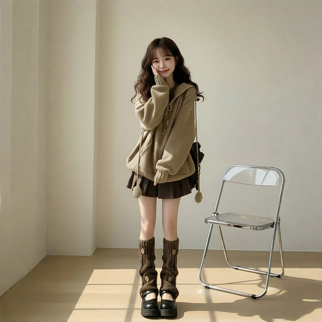 【セットアップ】春 秋 冬 ニット セーター + ミュウ系 ワンピース 2点セット 【JZシリーズ】