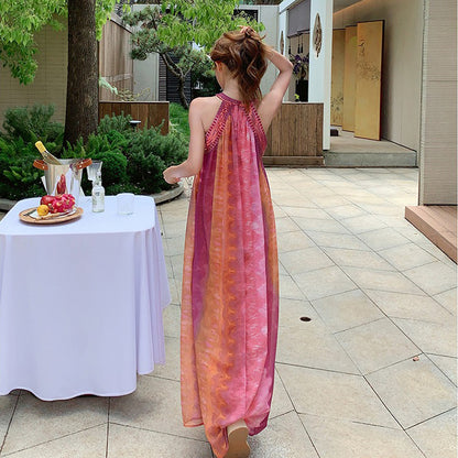 【ワンピース】夏新作 タイダイ柄 ノースリーブワンピース リゾート感満載 旅行コーデにぴったり【SHシリーズ】