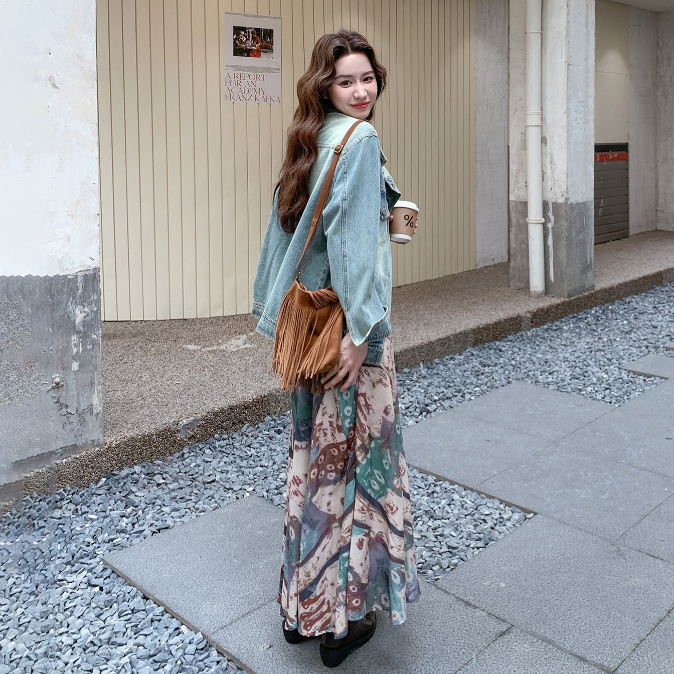 【セットアップ 】レトロデニムジャケット＋花柄キャミワンピースレディース 春秋2025新作 上品ノースリーブワンピース 人気2点セット【SHシリーズ】