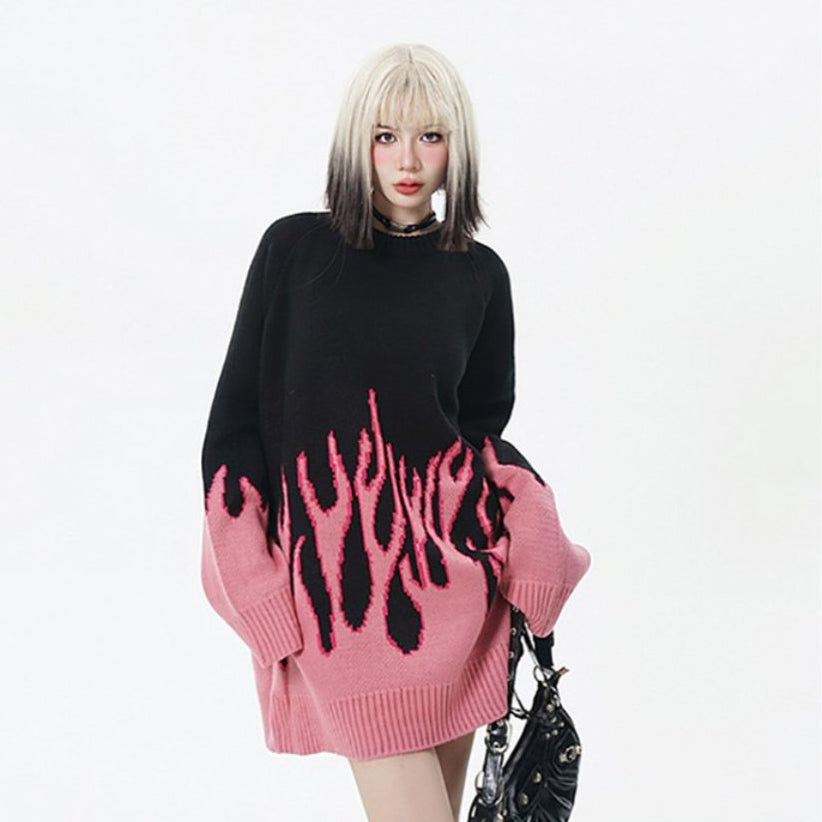 【トップス】デザイン感 クレイジーカラー ニットセーター 男女兼用 グラデーション インスタ風 欧米ストリート オーバーサイズ【FCシリーズ】