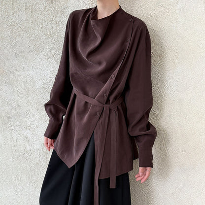 【トップス】秋新作 韓国風デザインブラウス｜上品シルエットの個性派トップス【SNシリーズ】