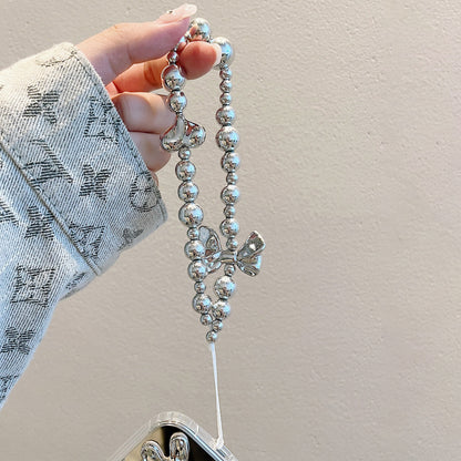 【グッズ】iPhone 15 Pro Max / 16 Pro / 14 / 13 Pro / 12 / 11 用 高級感 インスタ風 メッキ加工 シワ加工 立体ハート 気質レディース ブレスレット風 ミラーケース スマホカバー