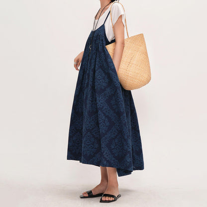 【ワンピース】【15～20日内発送】上品シルエット 夏新作 エレガント ノースリーブコットンワンピース ゆったり大きめサイズ 花柄ロングドレス 気質＆若見え【JZシリーズ】【SHシリーズ】