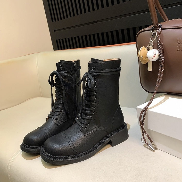 【シューズ】春 秋 冬 サイドジップ ラウンドトゥ バイカーブーツ 【JZシリーズ】