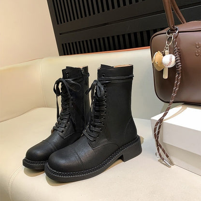 【シューズ】春 秋 冬 サイドジップ ラウンドトゥ バイカーブーツ 【JZシリーズ】