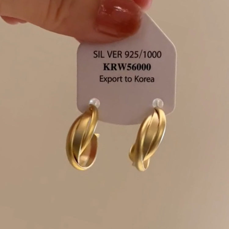 啞光金色圓環耳環｜法式氣質飾品