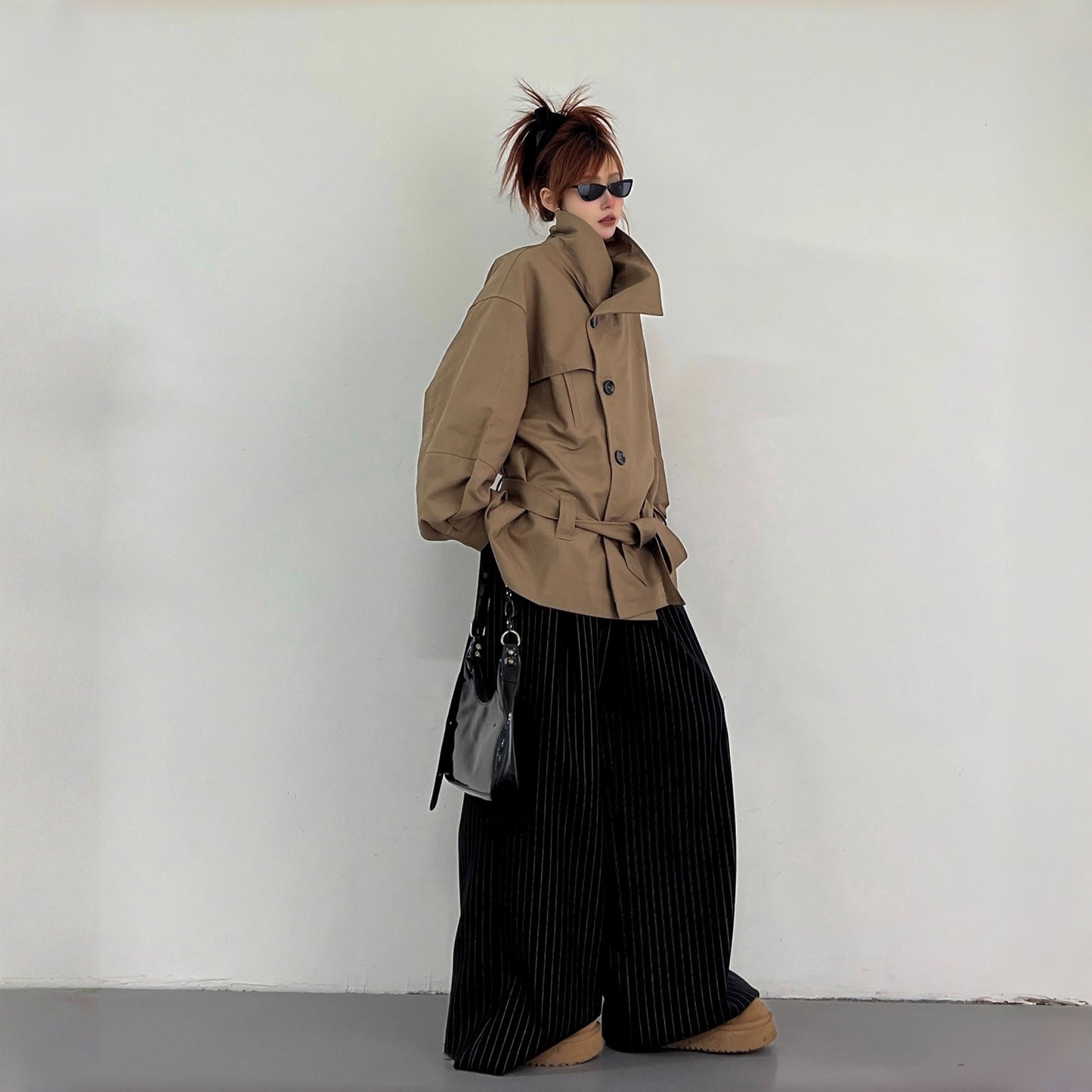 【アウター】レトロ シングルブレスト ワイドカラー エレガント トレンチコート【FCシリーズ】