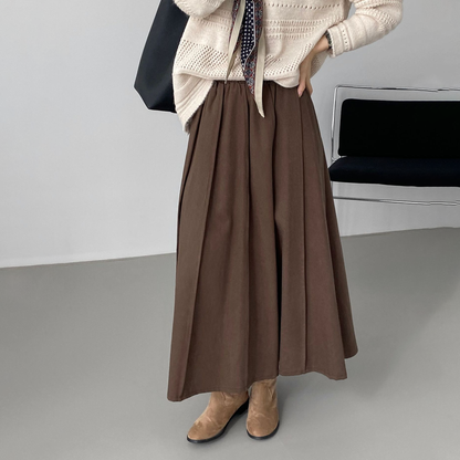 【ボトムス】秋冬おすすめスカート 韓国風 グレー ウエストゴム プリーツスカート レディース 上品 美シルエット Aラインフレア【JZシリーズ】
