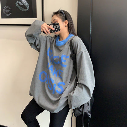 【トップス】ルーズ＆ラフ感 カラーブロックプリント 長袖Tシャツ オーバーサイズ レディース カジュアル【FCシリーズ】