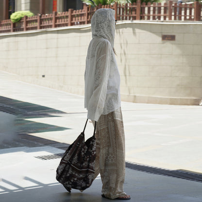 【アウター】韓国風 レース ジャカード×フード付き シャツ 涼しげで軽やか◎おしゃれ女子のための透け感サマートップス【JZシリーズ】