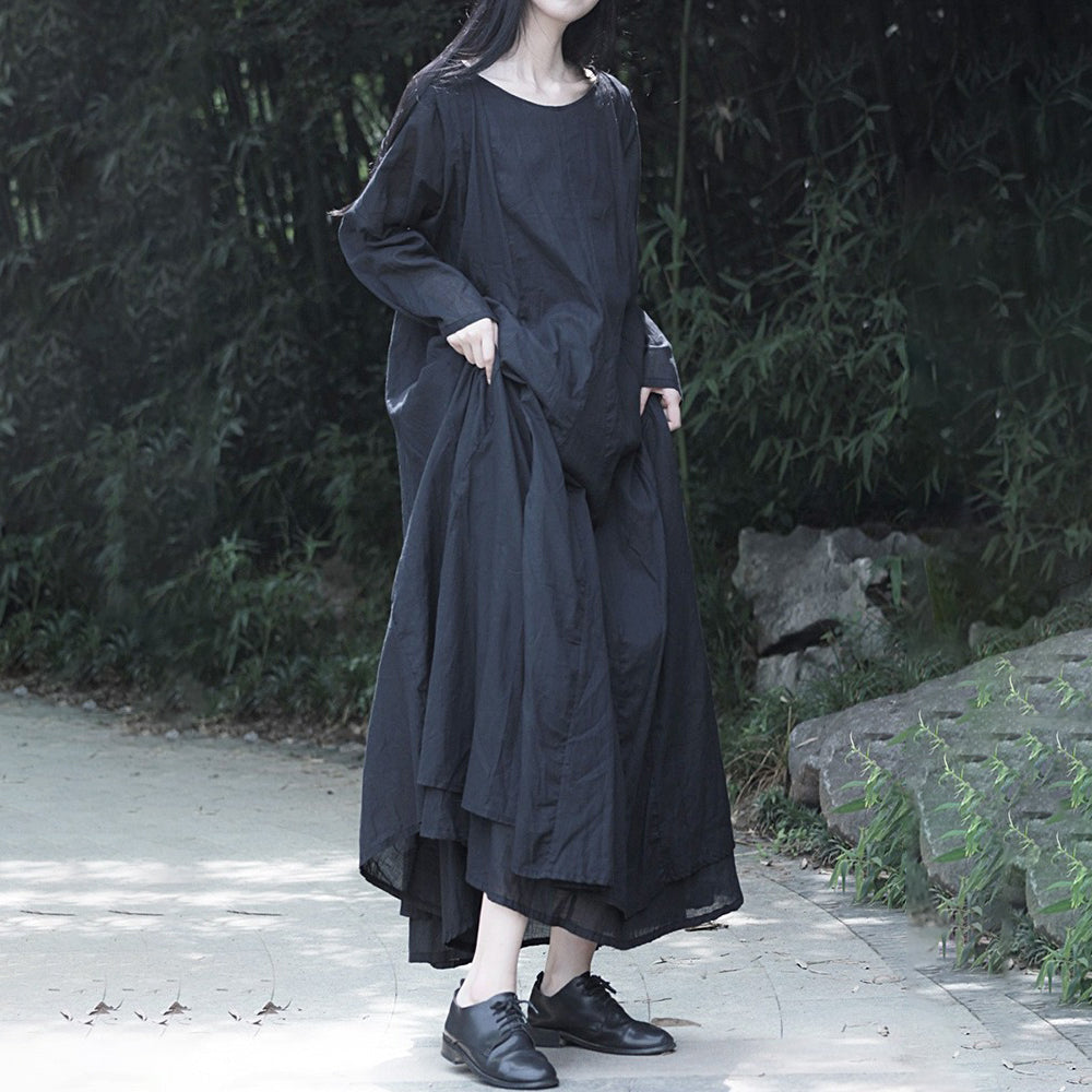 【ワンピース】新作 シンプルで洗練された コットン 長袖ワンピース【AHシリーズ】