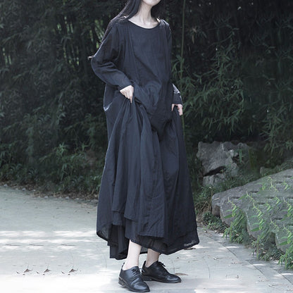 【ワンピース】新作 シンプルで洗練された コットン 長袖ワンピース【AHシリーズ】