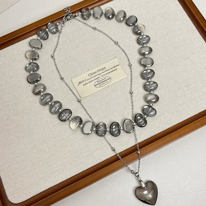 【🎁 B2G1｜先行スタート！】【グッズ】フレンチヴィンテージ風 ネックレス レイヤード風 ハートチャーム付き上品チョーカー