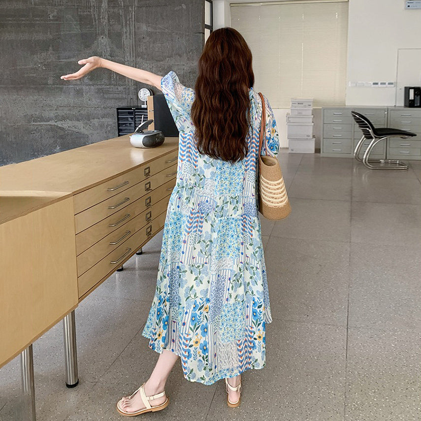 【ワンピース】今年のトレンド フレンチ気質 花柄半袖ワンピース【SHシリーズ】