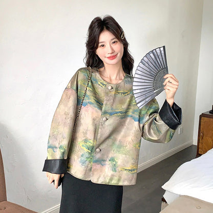 両面着用【アウター】ショート丈 PUレザー ジャケット おしゃれで合わせやすい ゆったりアウター【JZシリーズ】【SHシリーズ】