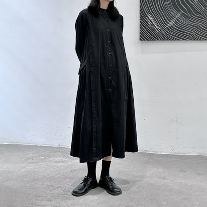 【24AW】【ワンピース 】秋新作 着痩せ ルーズ 長袖 Aライン シャツワンピース【AHシリーズ】