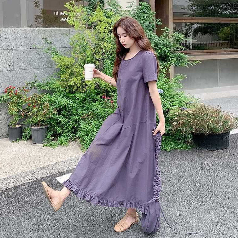 バッグ付き!【ワンピース】 夏新作 レトロ 韓国風 ゆったり 半袖ワンピース