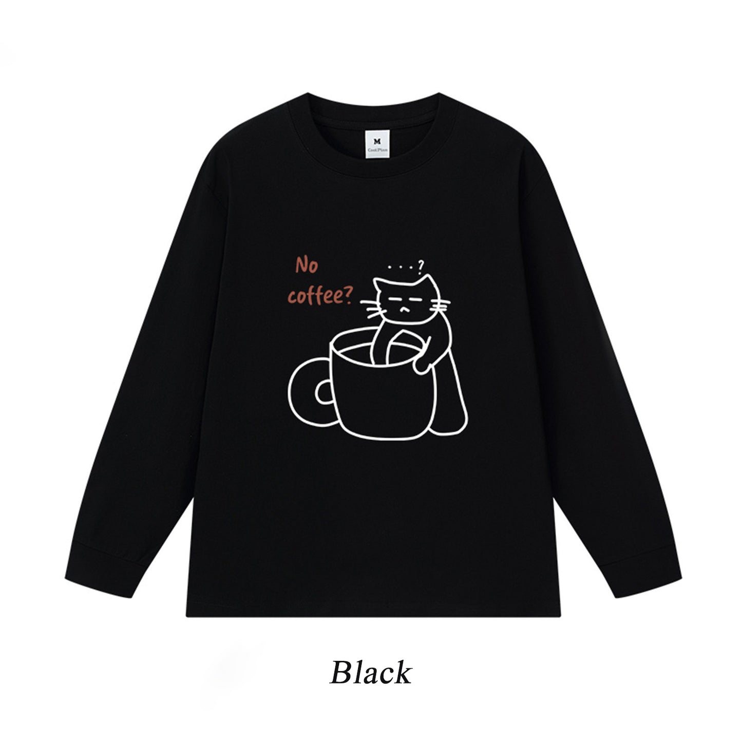 5カラー | S~3XL【トップス】No Coffee プリント ロングTシャツ 春秋 ゆるだる感 小众ブランド ユニセックス ストリートカジュアル【FCシリーズ】