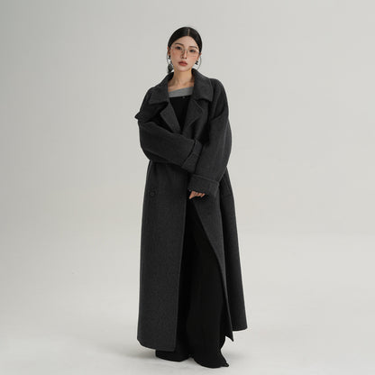 【アウター】上質ウール ロングコート レディース 高級感 アーマーカラー キャメル 秋冬【JZシリーズ】