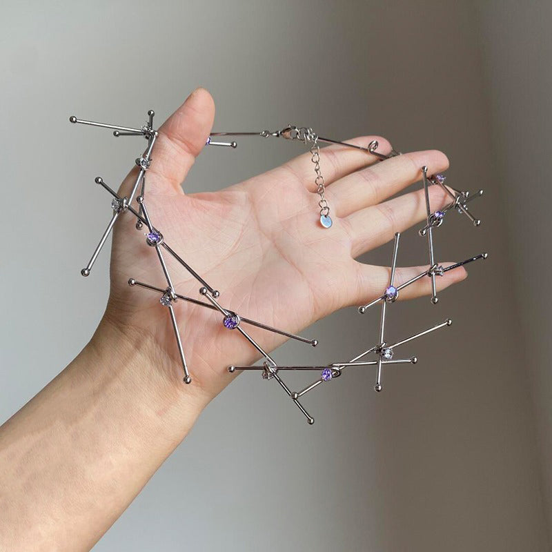 【🎁 B2G1｜先行スタート！】【グッズ】パンク風 アシンメトリー幾何ラインネックレス｜チョーカー｜個性派ヨーロッパ風アクセ