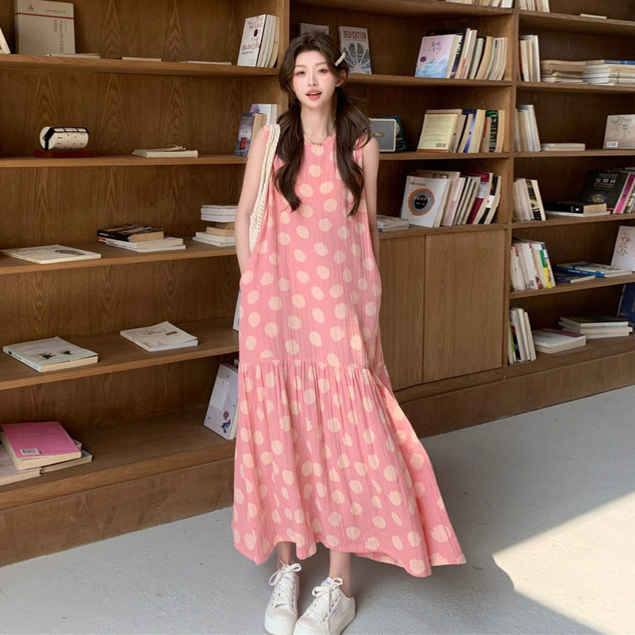 【ワンピース】ガーリー 夏 バカンス風ドーパミン 爆売れ ノースリーブワンピース【SHシリーズ】