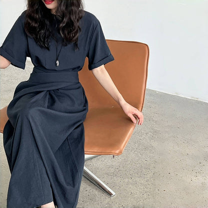 【ワンピース】夏 ラウンドネック 着痩せ効果 Aライン タンクトップ ワンピース 【SNシリーズ】