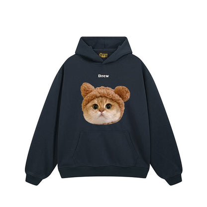 【トップス】🐱アメリカンストリート猫プリントクルーネックスウェット ユニセックス コットン オーバーサイズ 秋冬コーデ【FCシリーズ】