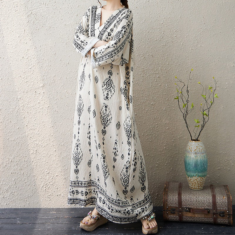 期間限定🍂60%OFF【ワンピース】花柄ワンピース レディース 秋新作 大きいサイズ 長袖 ゆったり フレンチレトロ 大人上品【SHシリーズ】