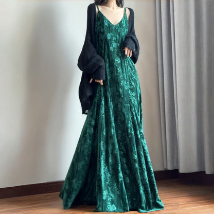 【ワンピース】エレガント セクシー 目立つ Vネック ストラップドレス【SHシリーズ】