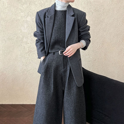 【24AW】【アウター】韓国風 秋冬 50%ウール 高級感 スーツジャケット【SNシリーズ】