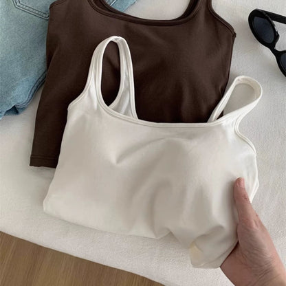 【トップス】バストパッド付き インナー ブラ一体型 シンプルカラー キャミソール