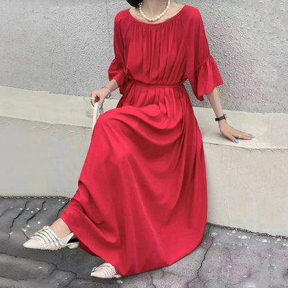 【ワンピース】夏 エレガント プラスサイズ 前後着用可能 半袖ワンピース