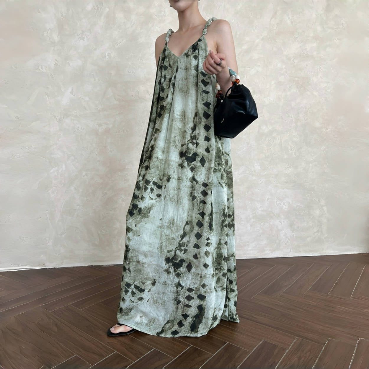 【ワンピース】夏 花柄 ニュアンス染め ニュアンス染め ノースリーブ ワンピース 【SHシリーズ】