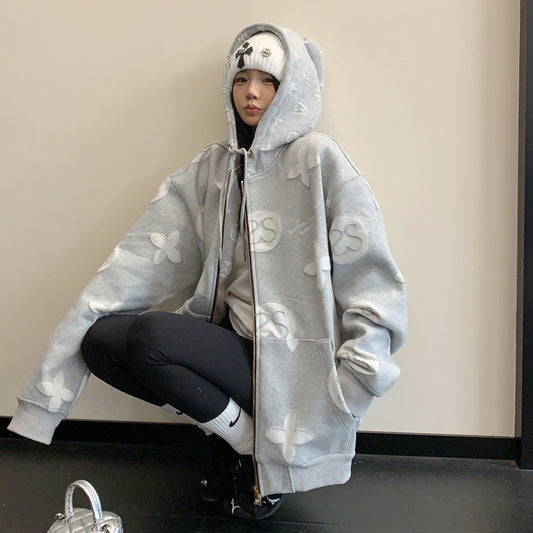 【アウター】フード付き レーザー刺繍 トレンド感 ジャケット 【FCシリーズ】