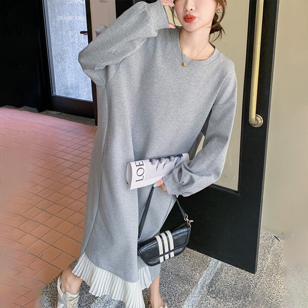 【24AW】【ワンピース】ゆったり ビッグサイズ 着痩せ 長袖ワンピース