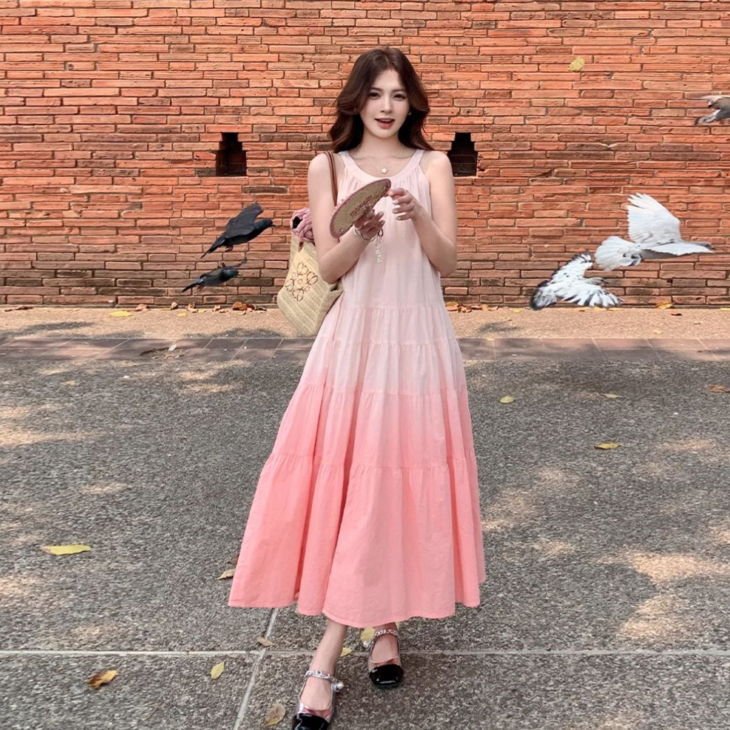 【ワンピース】フレンチ夏 スイートエレガント グラデーション ノースリーブワンピース【SHシリーズ】