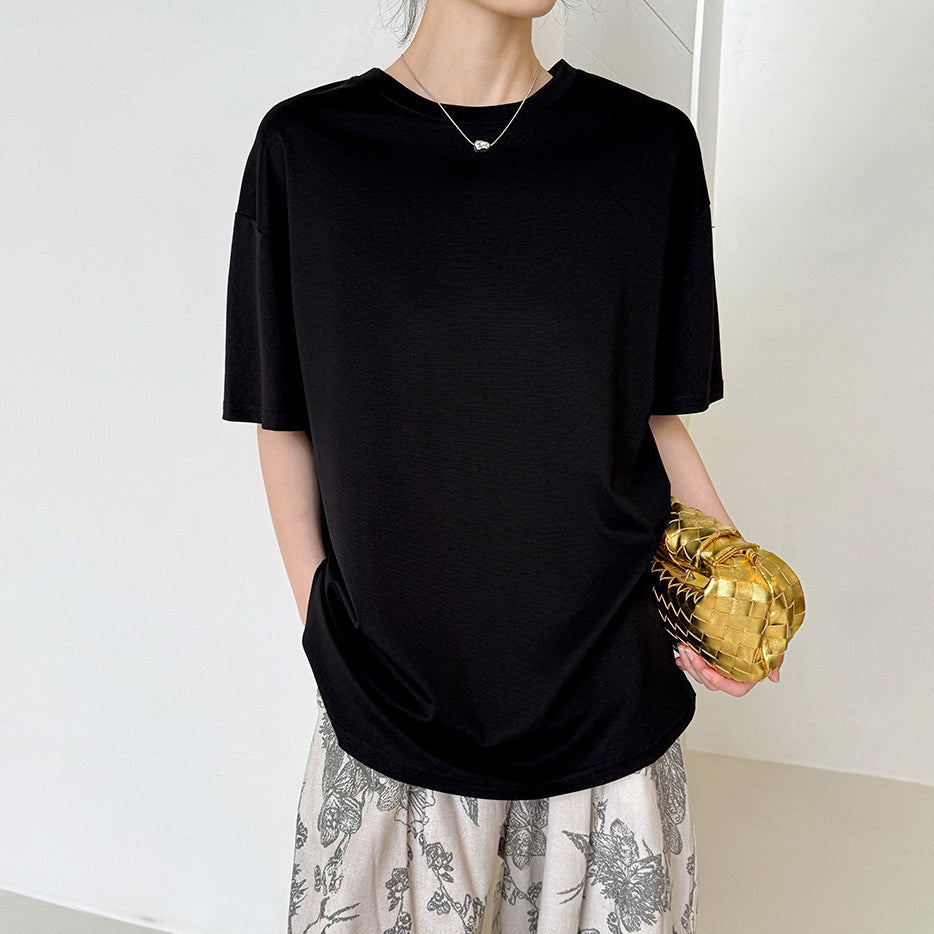 【トップス】夏新作 バックねじりデザイン カジュアル ラウンドネック 半袖Tシャツ【JZシリーズ】